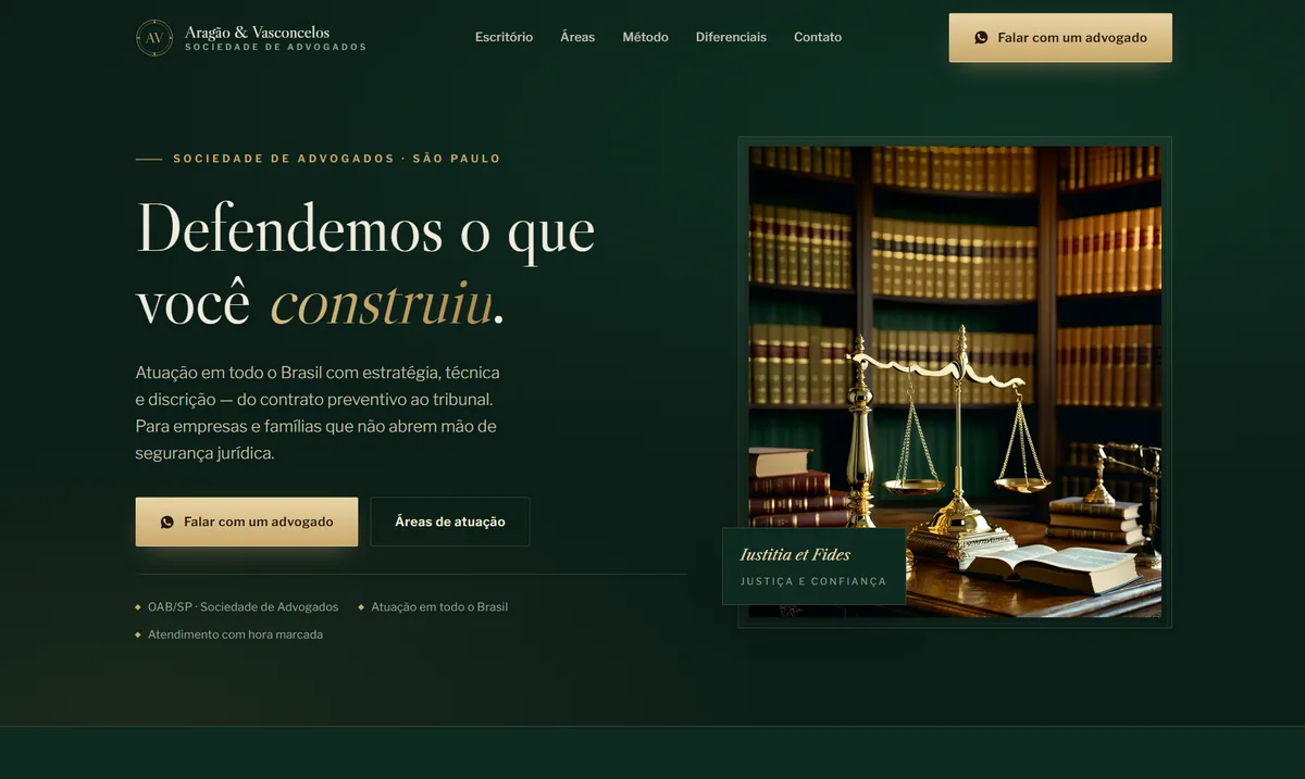 Site de escritório de advocacia feito pela Nebula