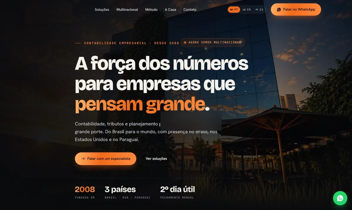 Site de escritório de contabilidade feito pela Nebula