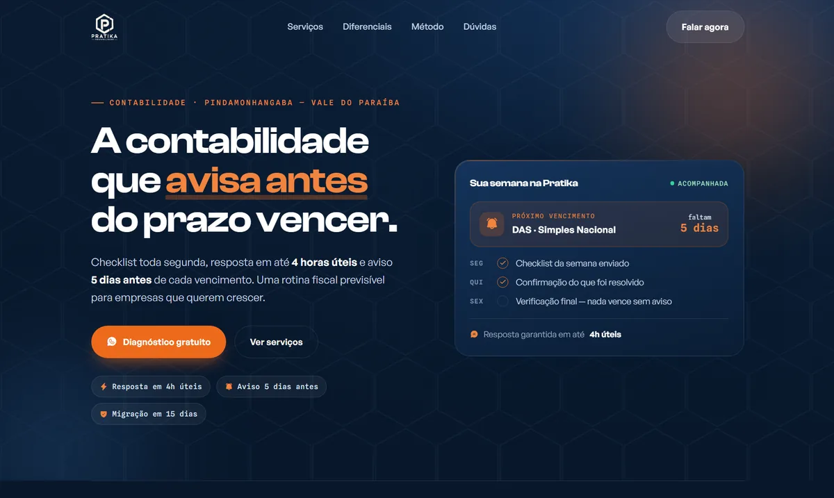 Site de contabilidade em Pindamonhangaba