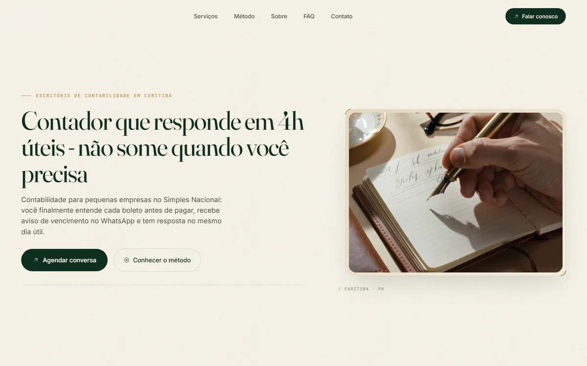 Exemplo de site para escritório de contabilidade